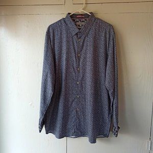 Ted Baker Blue Converse Painted Scales Men's Long-Sleeve Button Down Shirt